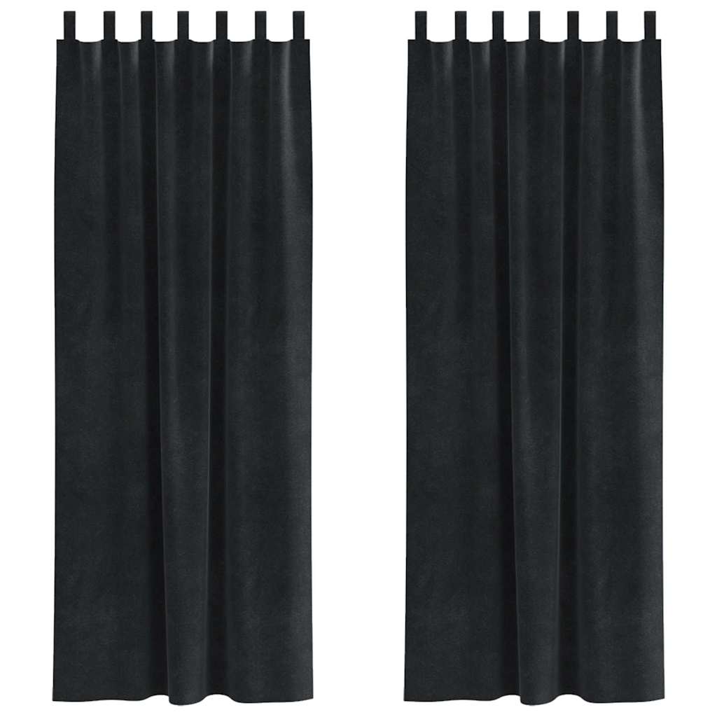 Sötétítő függönyök 2 pcs Fekete 140 x 225 cm Bársony
