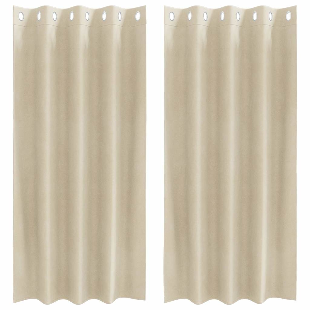 Sötétítő függönyök 2 pcs Krém 140 x 175 cm Bársony