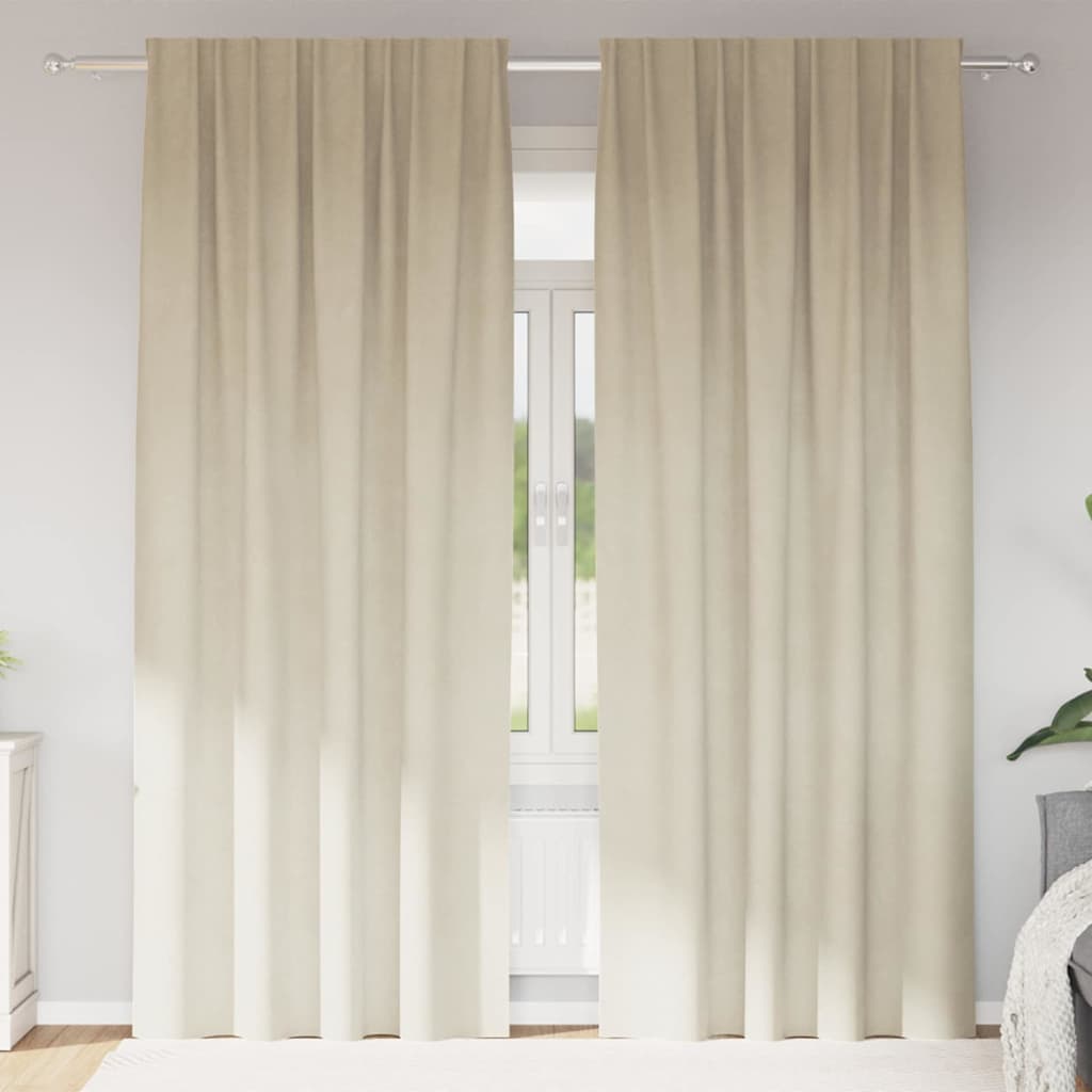 Sötétítő függönyök 2 pcs Krém 140 x 245 cm Bársony