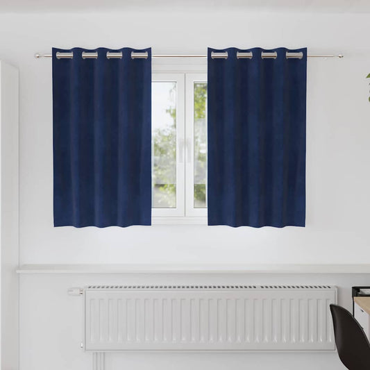 Sötétítő függönyök 2 pcs Sötét kék 140 x 140 cm Bársony