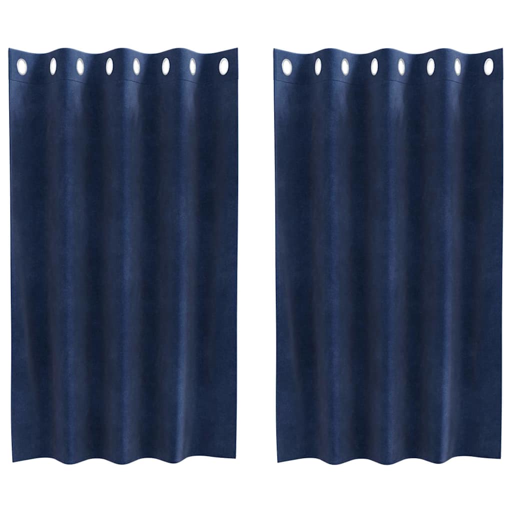 Sötétítő függönyök 2 pcs Sötét kék 140 x 140 cm Bársony