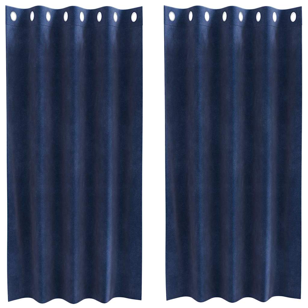 Sötétítő függönyök 2 pcs Sötét kék 140 x 175 cm Bársony