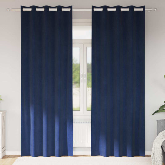 Sötétítő függönyök 2 pcs Sötét kék 140 x 225 cm Bársony