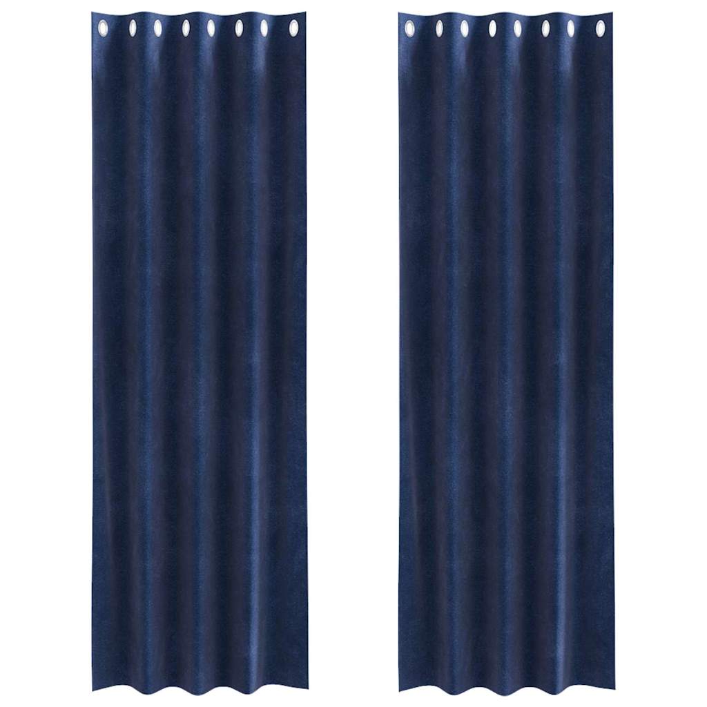 Sötétítő függönyök 2 pcs Sötét kék 140 x 245 cm Bársony