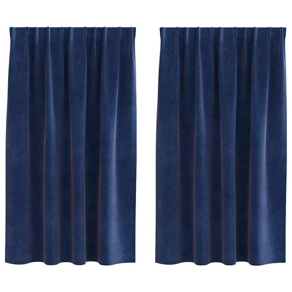 Sötétítő függönyök 2 pcs Sötét kék 140 x 140 cm Bársony