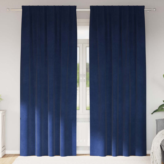 Sötétítő függönyök 2 pcs Sötét kék 140 x 225 cm Bársony