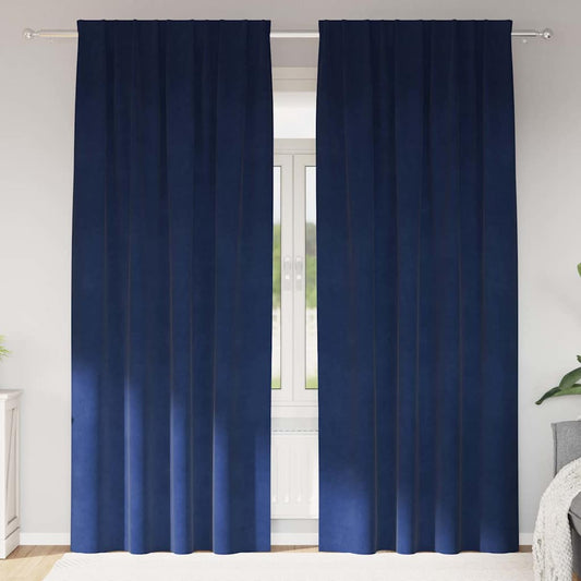 Sötétítő függönyök 2 pcs Sötét kék 140 x 245 cm Bársony