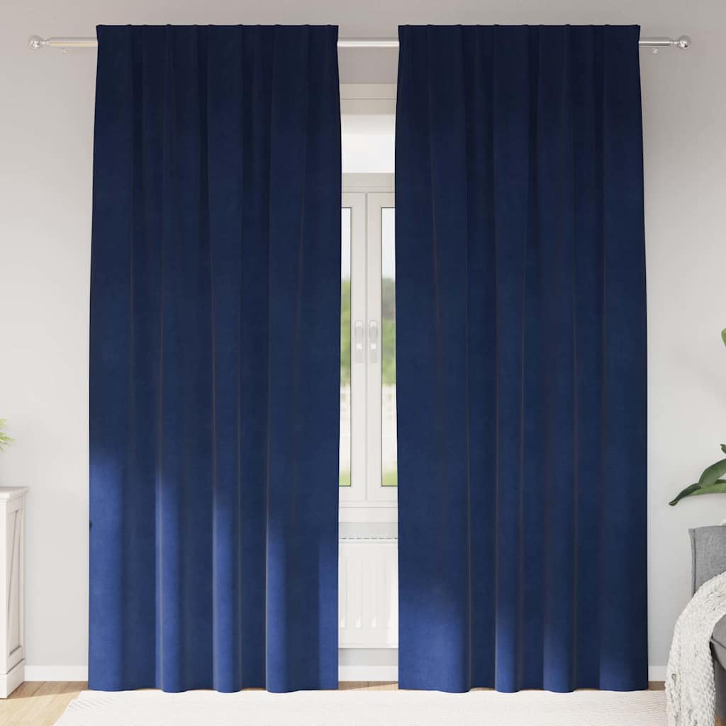 Sötétítő függönyök 2 pcs Sötét kék 140 x 245 cm Bársony