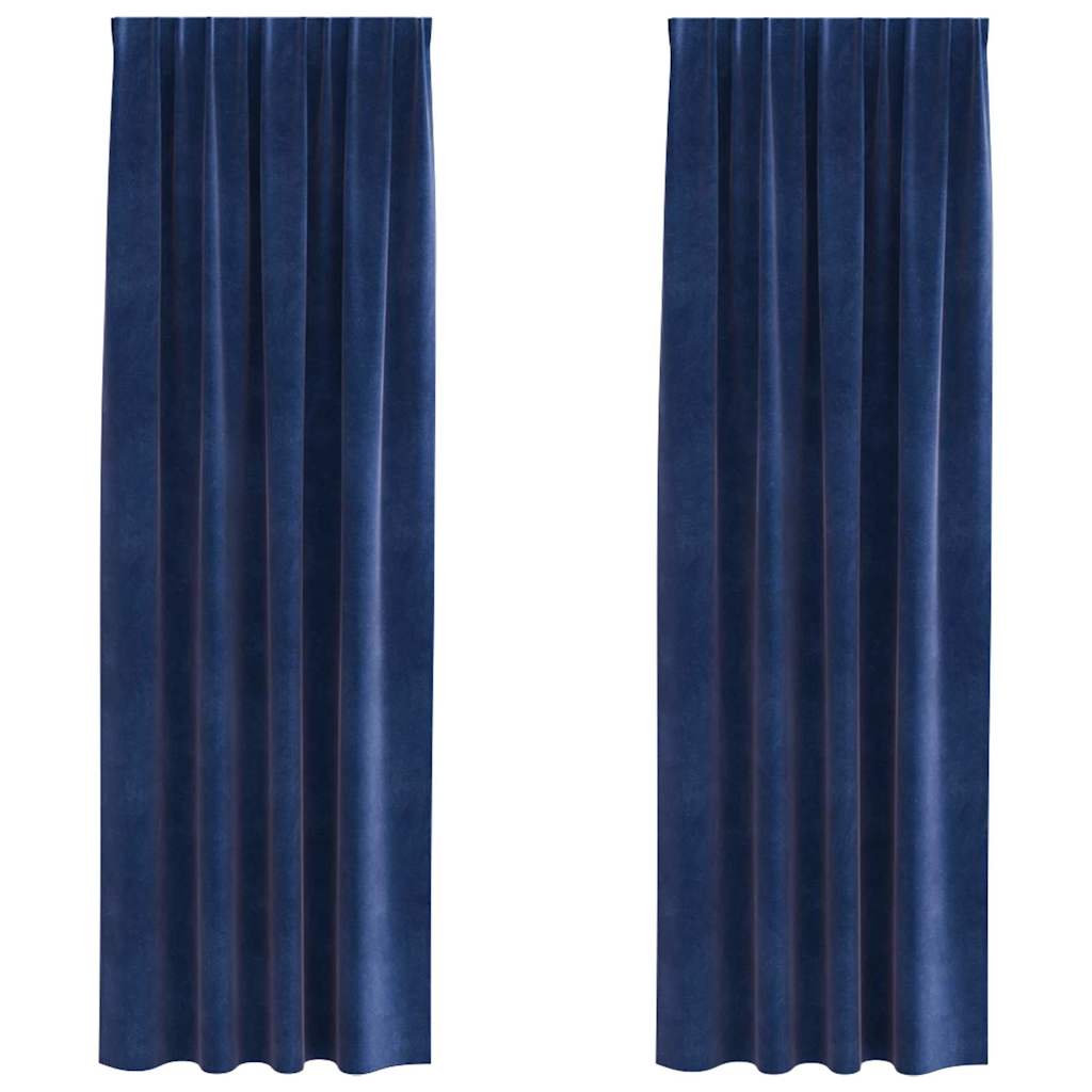 Sötétítő függönyök 2 pcs Sötét kék 140 x 245 cm Bársony
