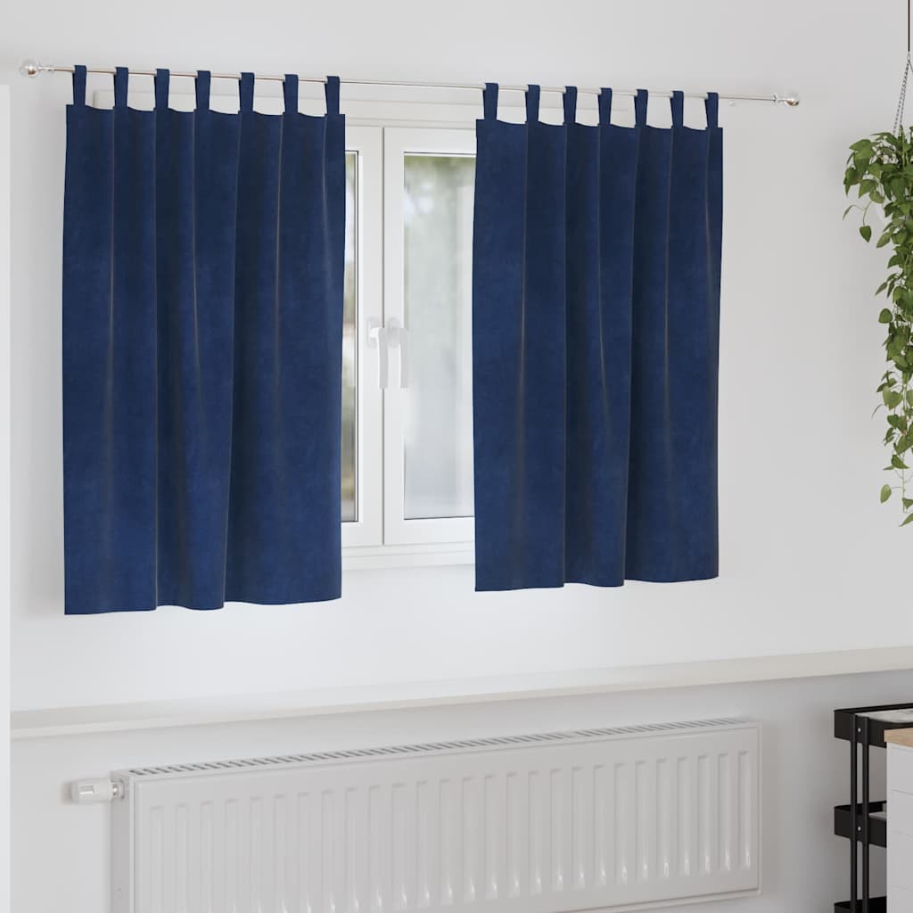 Sötétítő függönyök 2 pcs Sötét kék 140 x 140 cm Bársony