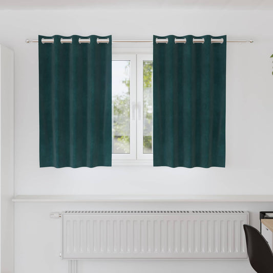 Sötétítő függönyök 2 pcs Sötétzöld 140 x 140 cm Bársony