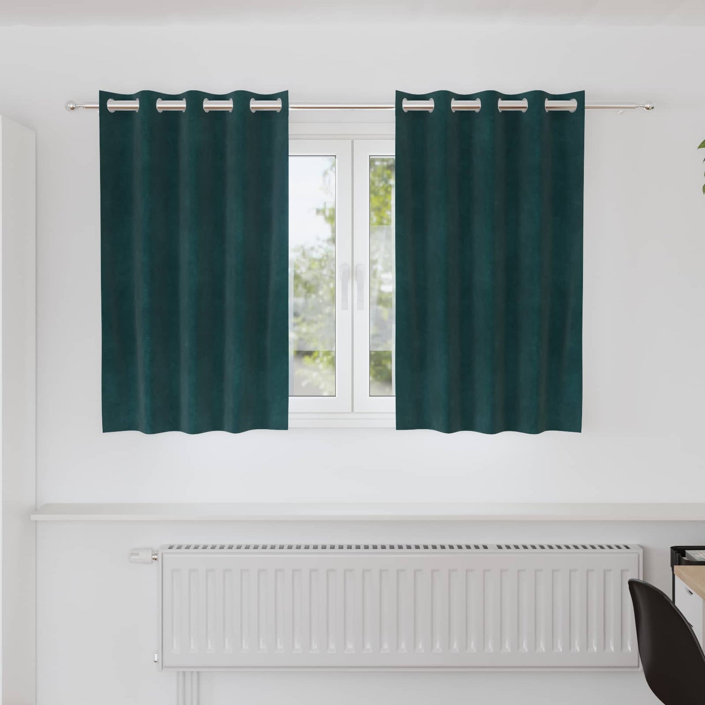 Sötétítő függönyök 2 pcs Sötétzöld 140 x 140 cm Bársony