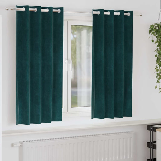 Sötétítő függönyök 2 pcs Sötétzöld 140 x 175 cm Bársony