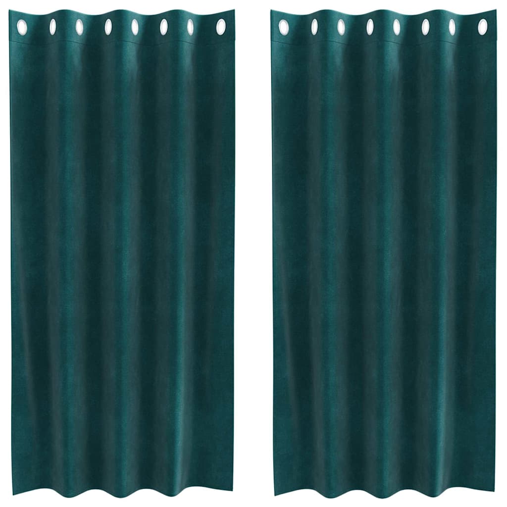 Sötétítő függönyök 2 pcs Sötétzöld 140 x 175 cm Bársony