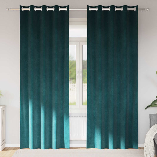 Sötétítő függönyök 2 pcs Sötétzöld 140 x 245 cm Bársony