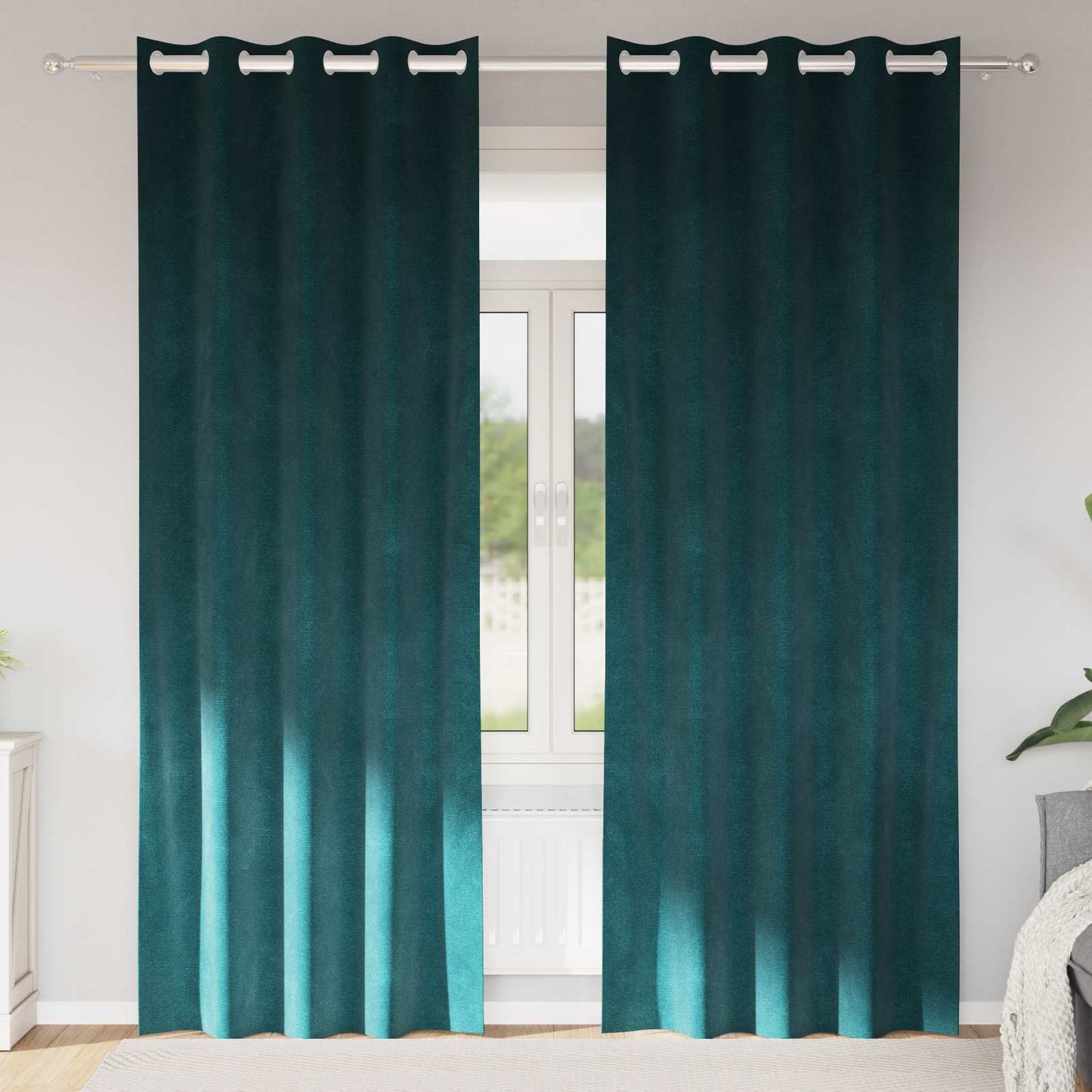 Sötétítő függönyök 2 pcs Sötétzöld 140 x 245 cm Bársony