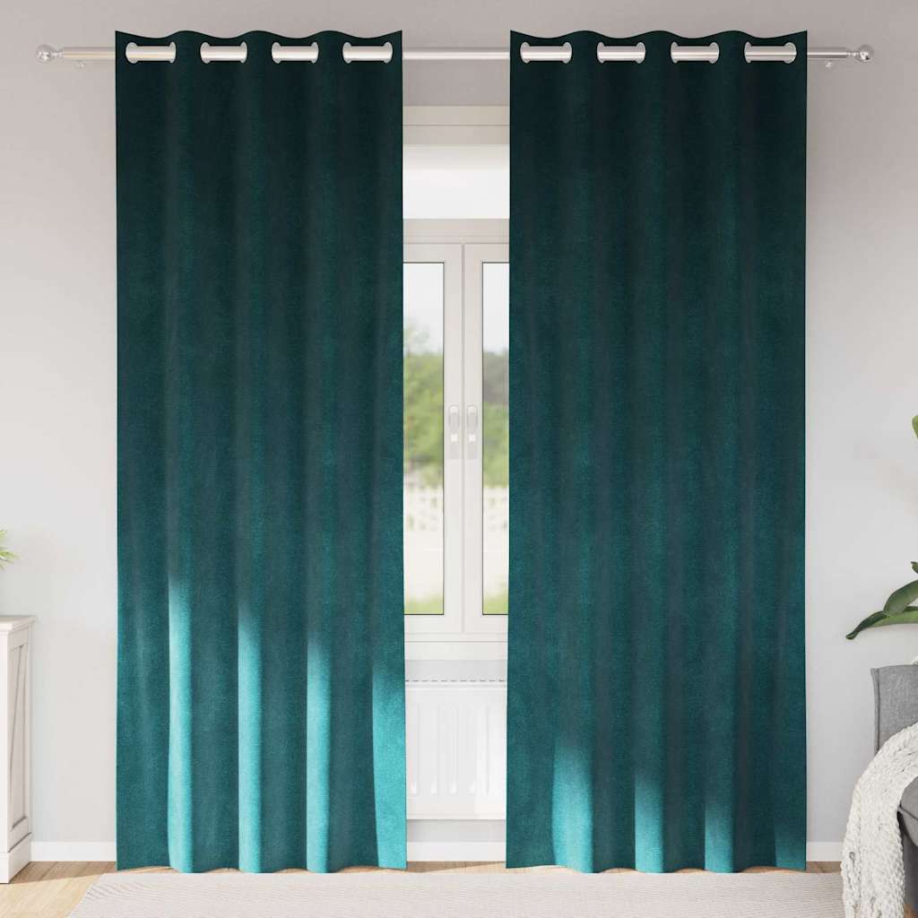 Sötétítő függönyök 2 pcs Sötétzöld 140 x 260 cm Bársony