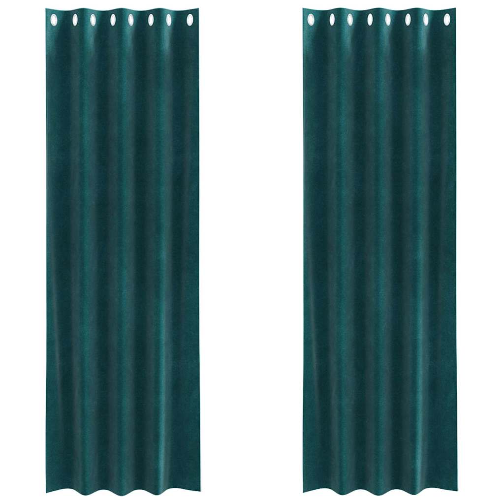Sötétítő függönyök 2 pcs Sötétzöld 140 x 260 cm Bársony