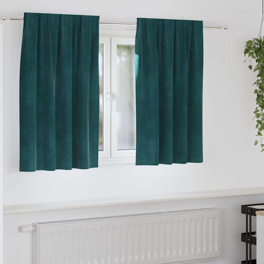 Sötétítő függönyök 2 pcs Sötétzöld 140 x 140 cm Bársony