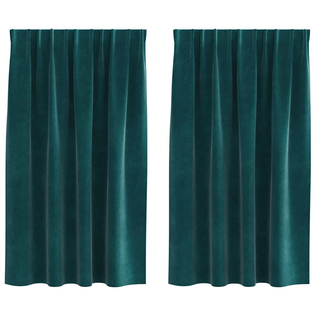 Sötétítő függönyök 2 pcs Sötétzöld 140 x 140 cm Bársony