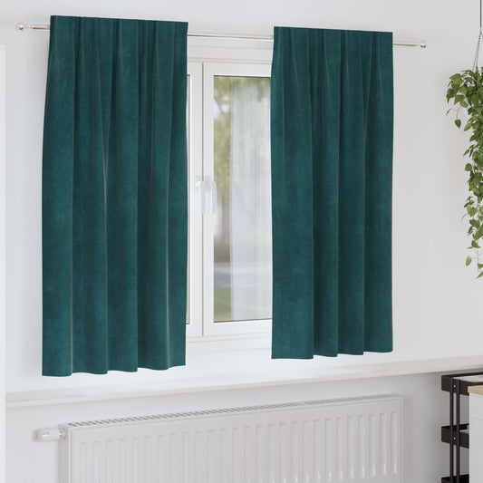 Sötétítő függönyök 2 pcs Sötétzöld 140 x 175 cm Bársony