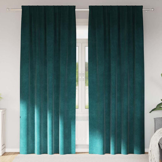 Sötétítő függönyök 2 pcs Sötétzöld 140 x 225 cm Bársony