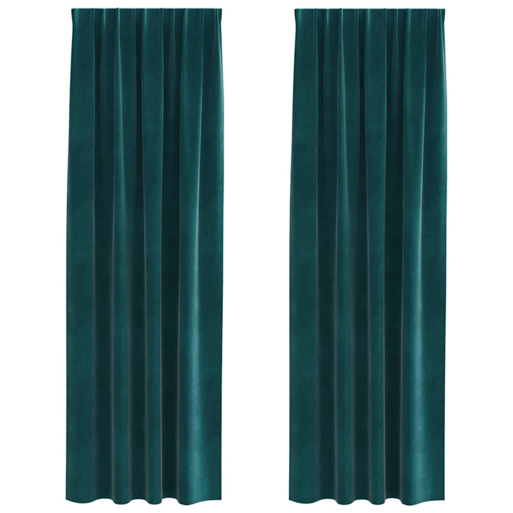 Sötétítő függönyök 2 pcs Sötétzöld 140 x 225 cm Bársony