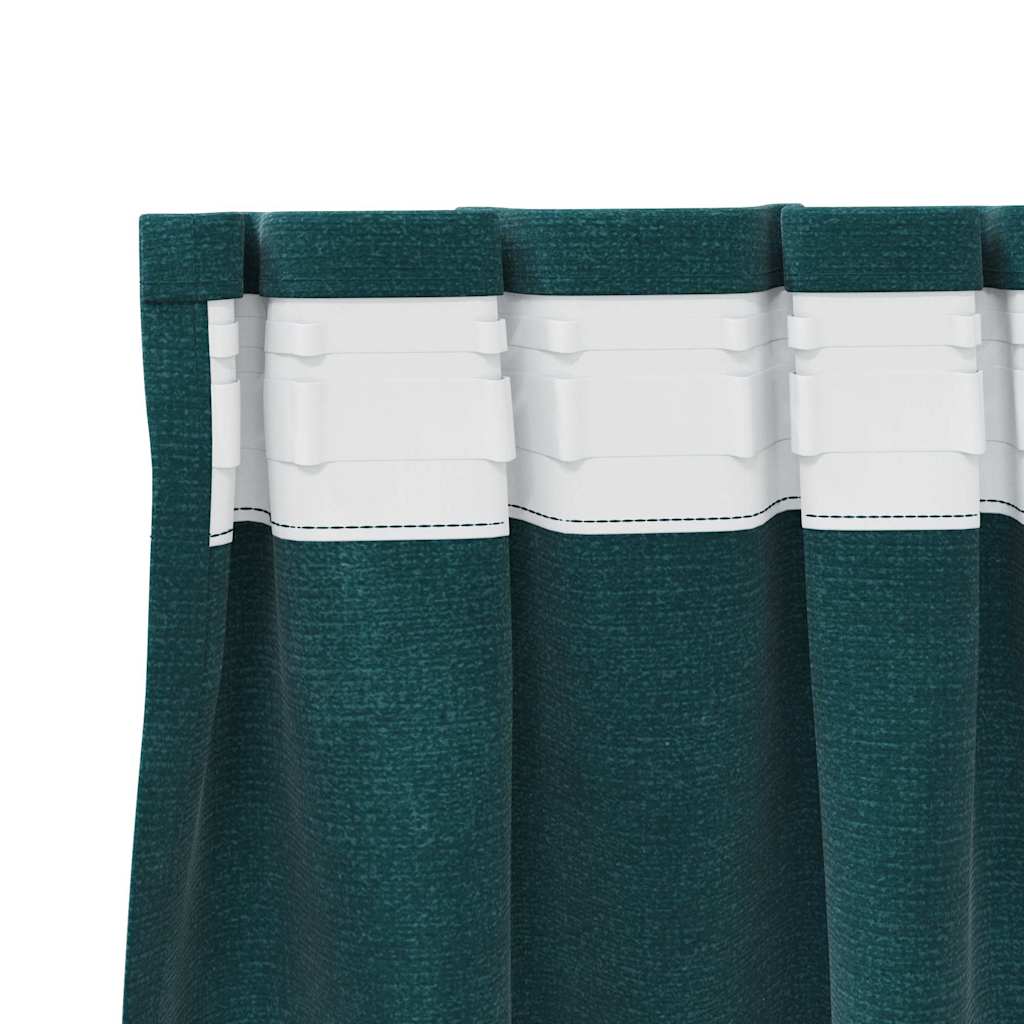 Sötétítő függönyök 2 pcs Sötétzöld 140 x 245 cm Bársony