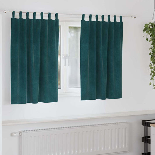 Sötétítő függönyök 2 pcs Sötétzöld 140 x 140 cm Bársony