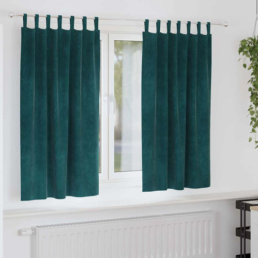 Sötétítő függönyök 2 pcs Sötétzöld 140 x 175 cm Bársony