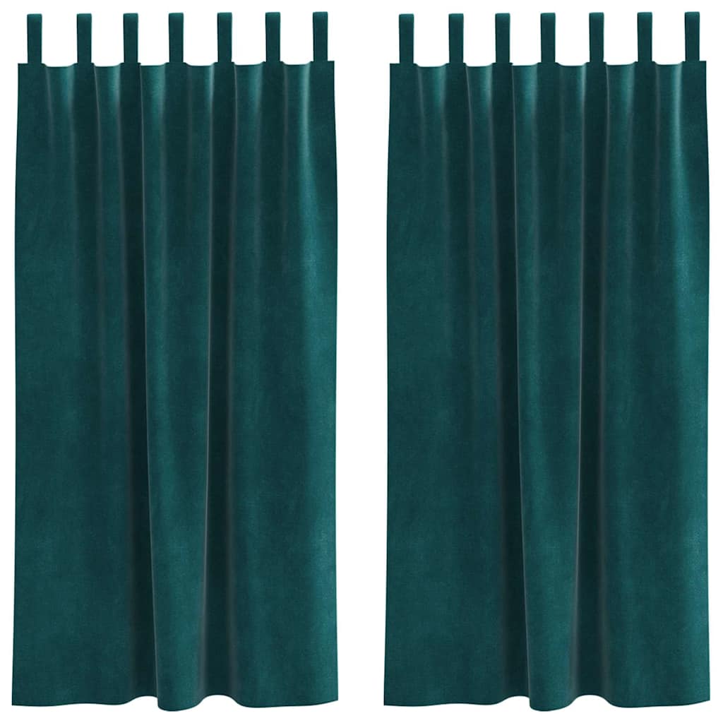 Sötétítő függönyök 2 pcs Sötétzöld 140 x 175 cm Bársony