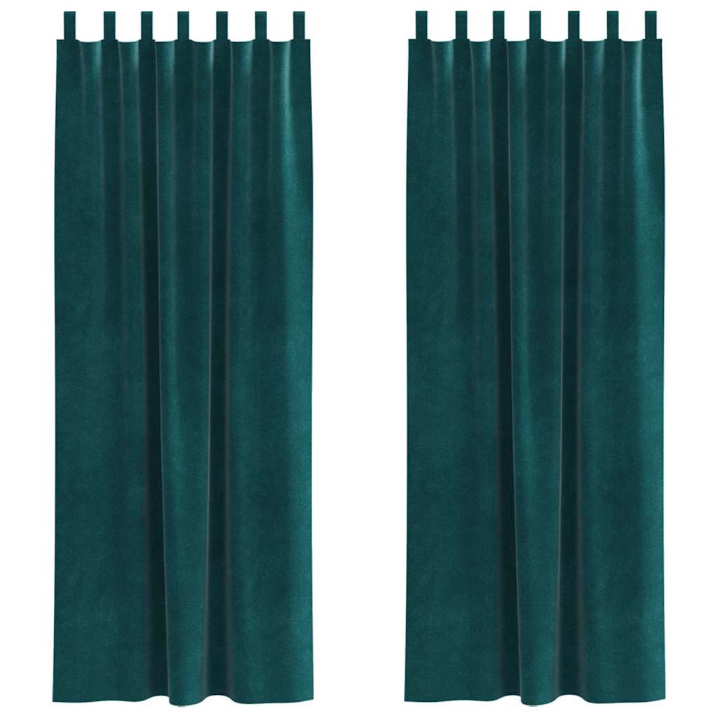 Sötétítő függönyök 2 pcs Sötétzöld 140 x 225 cm Bársony
