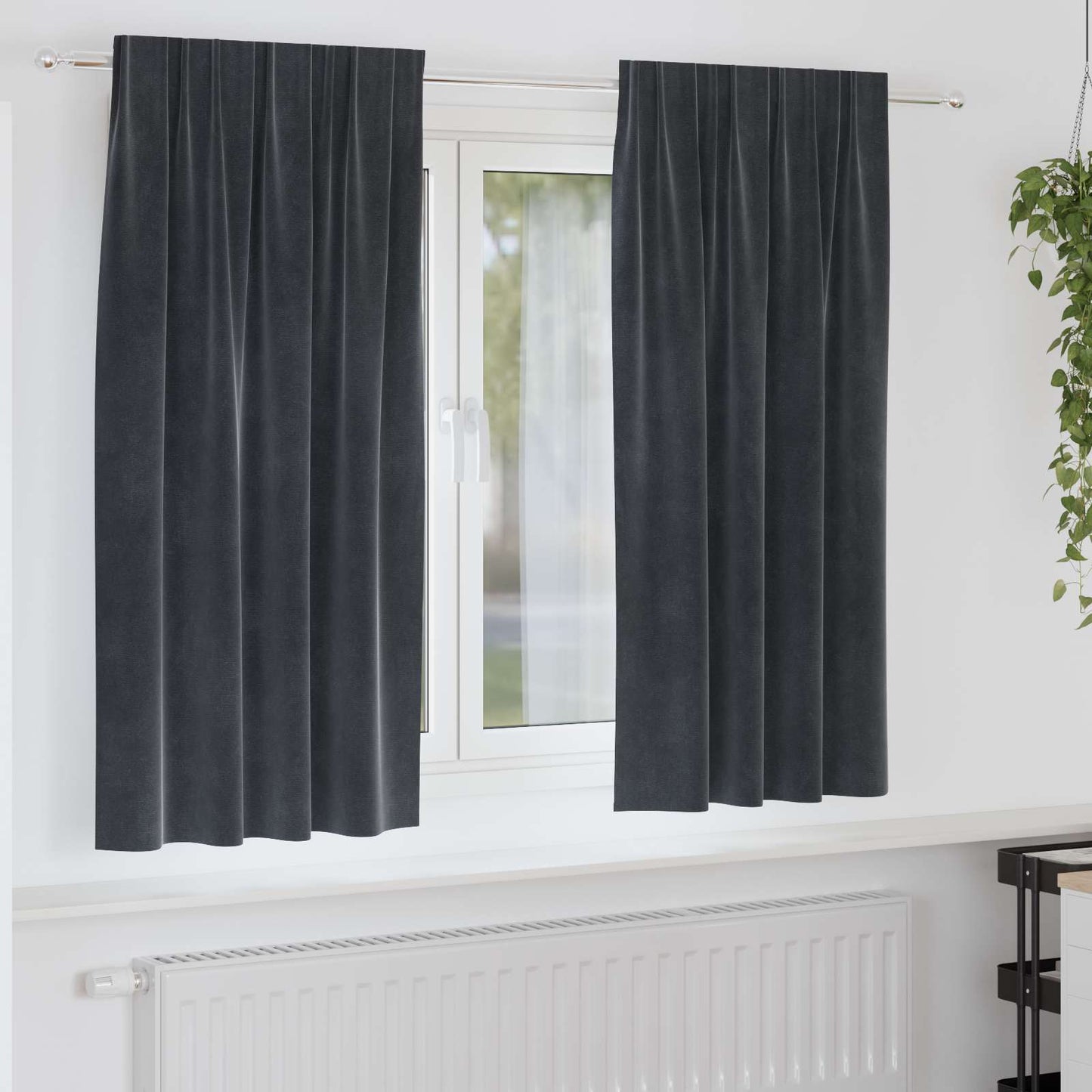 Sötétítő függönyök 2 pcs Sötétszürke 140 x 175 cm Bársony