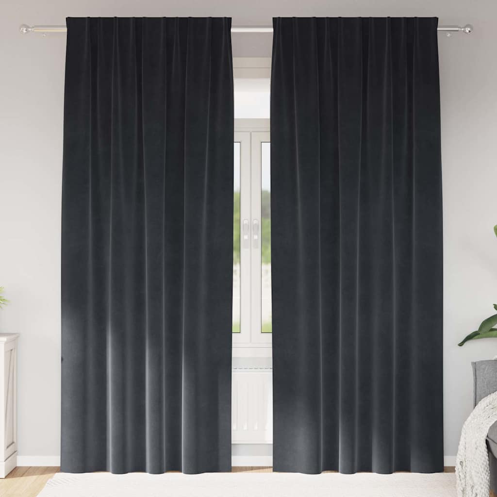 Sötétítő függönyök 2 pcs Sötétszürke 140 x 245 cm Bársony