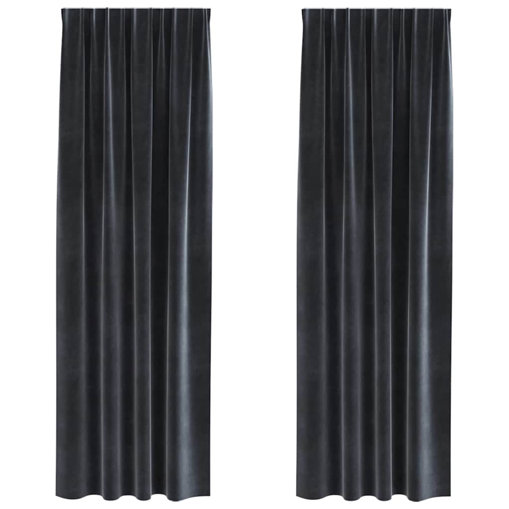 Sötétítő függönyök 2 pcs Sötétszürke 140 x 245 cm Bársony