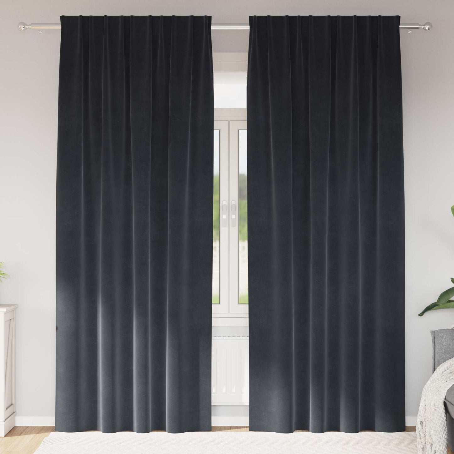 Sötétítő függönyök 2 pcs Sötétszürke 140 x 260 cm Bársony