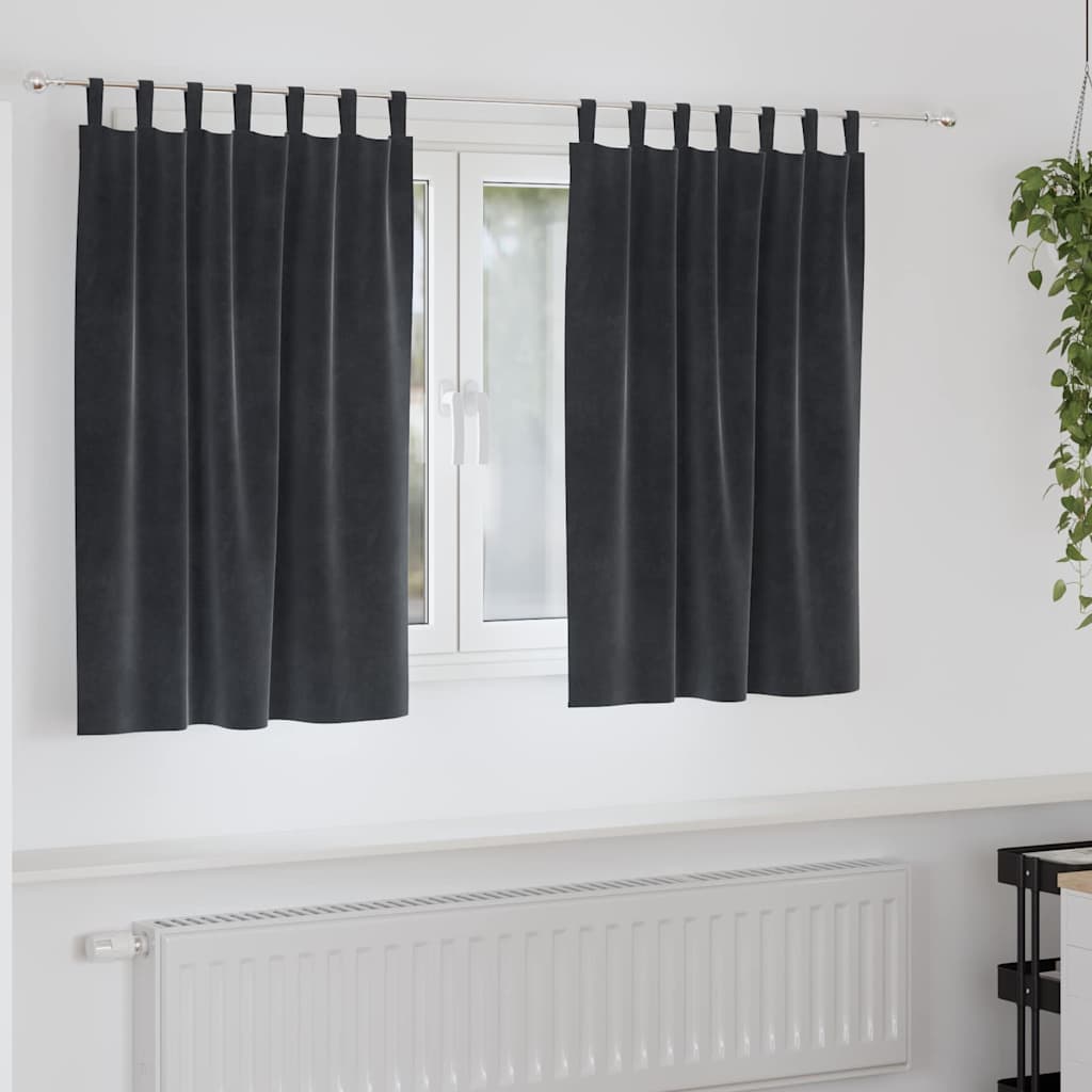 Sötétítő függönyök 2 pcs Sötétszürke 140 x 140 cm Bársony