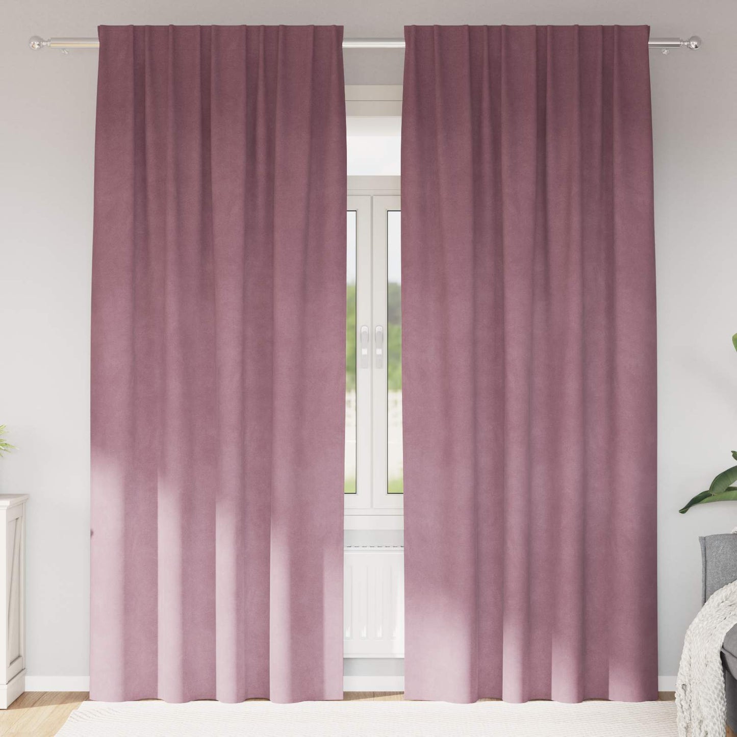 Sötétítő függönyök 2 pcs Sötét rózsaszín 140 x 260 cm Bársony