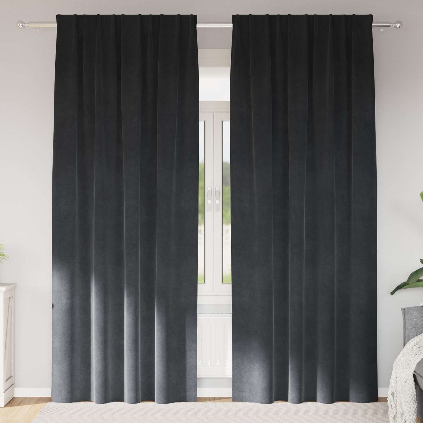 Sötétítő függönyök 2 pcs Világosszürke 140 x 245 cm Bársony