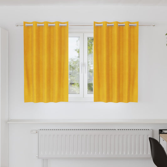 Sötétítő függönyök 2 pcs Mustár sárga 140 x 140 cm Bársony
