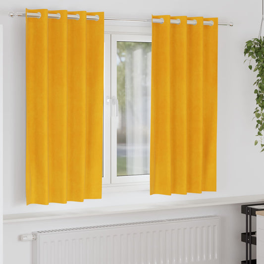 Sötétítő függönyök 2 pcs Mustár sárga 140 x 175 cm Bársony