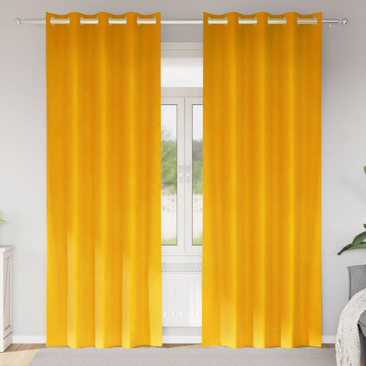Sötétítő függönyök 2 pcs Mustár sárga 140 x 245 cm Bársony