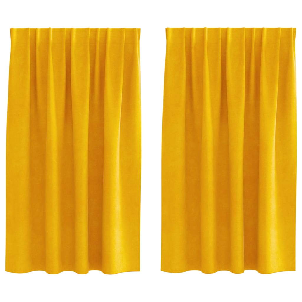 Sötétítő függönyök 2 pcs Mustár sárga 140 x 140 cm Bársony