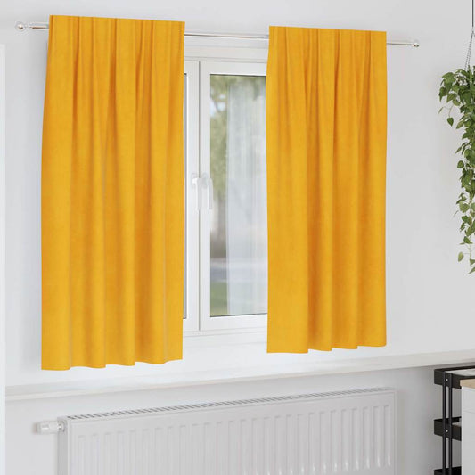 Sötétítő függönyök 2 pcs Mustár sárga 140 x 175 cm Bársony