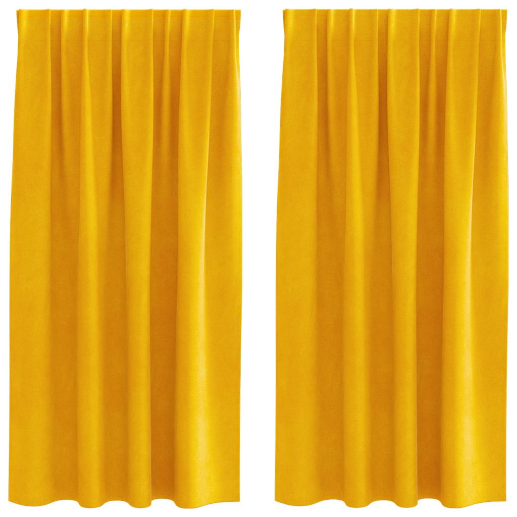 Sötétítő függönyök 2 pcs Mustár sárga 140 x 175 cm Bársony