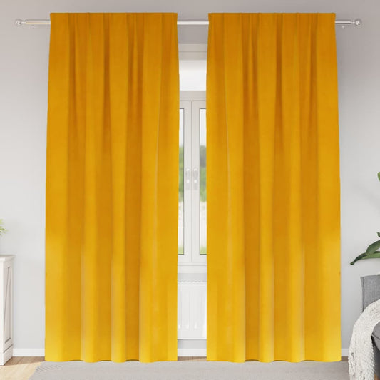 Sötétítő függönyök 2 pcs Mustár sárga 140 x 225 cm Bársony