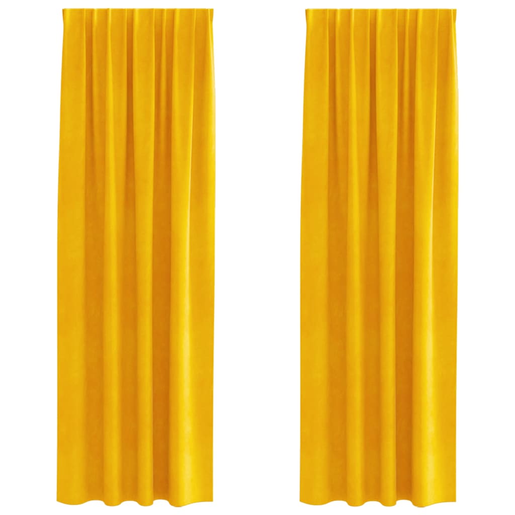 Sötétítő függönyök 2 pcs Mustár sárga 140 x 260 cm Bársony