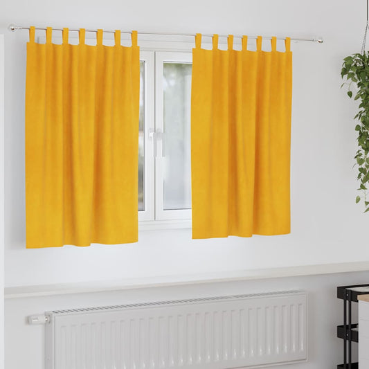Sötétítő függönyök 2 pcs Mustár sárga 140 x 140 cm Bársony