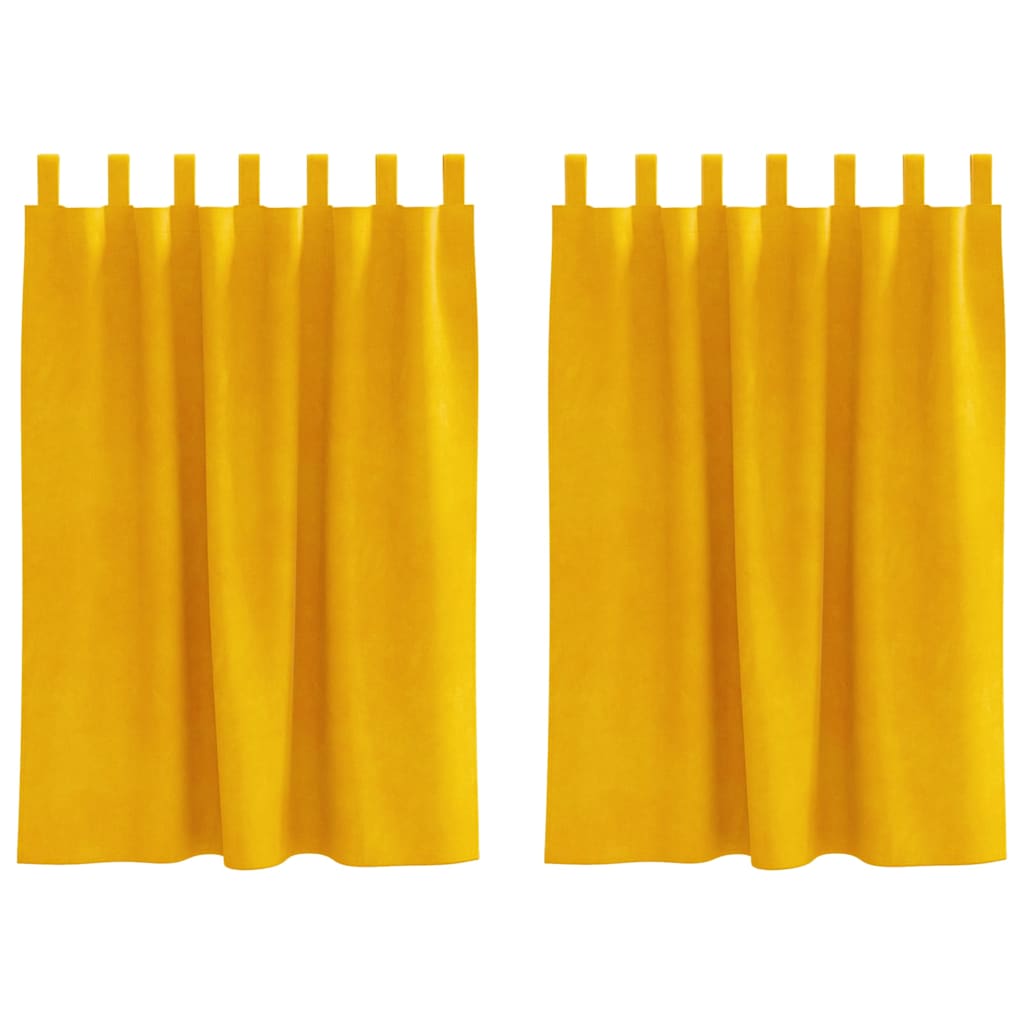 Sötétítő függönyök 2 pcs Mustár sárga 140 x 140 cm Bársony