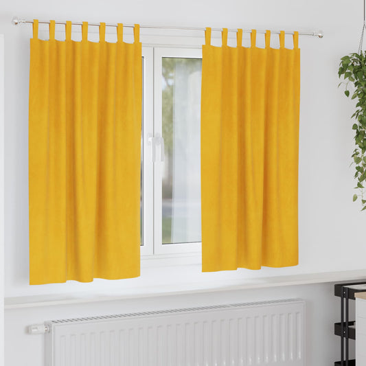 Sötétítő függönyök 2 pcs Mustár sárga 140 x 175 cm Bársony